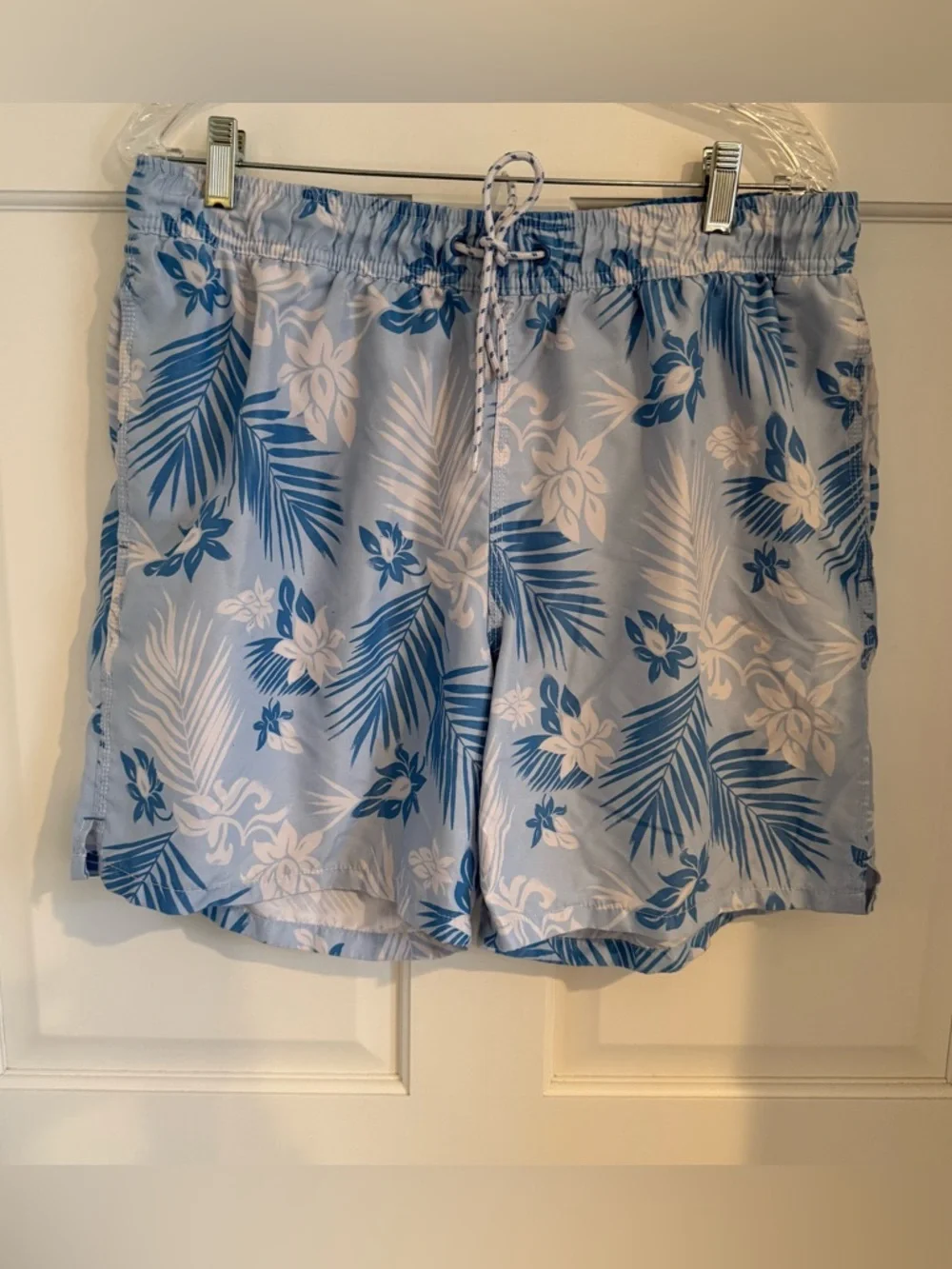 Blue Flower and Palm Swim Trunks